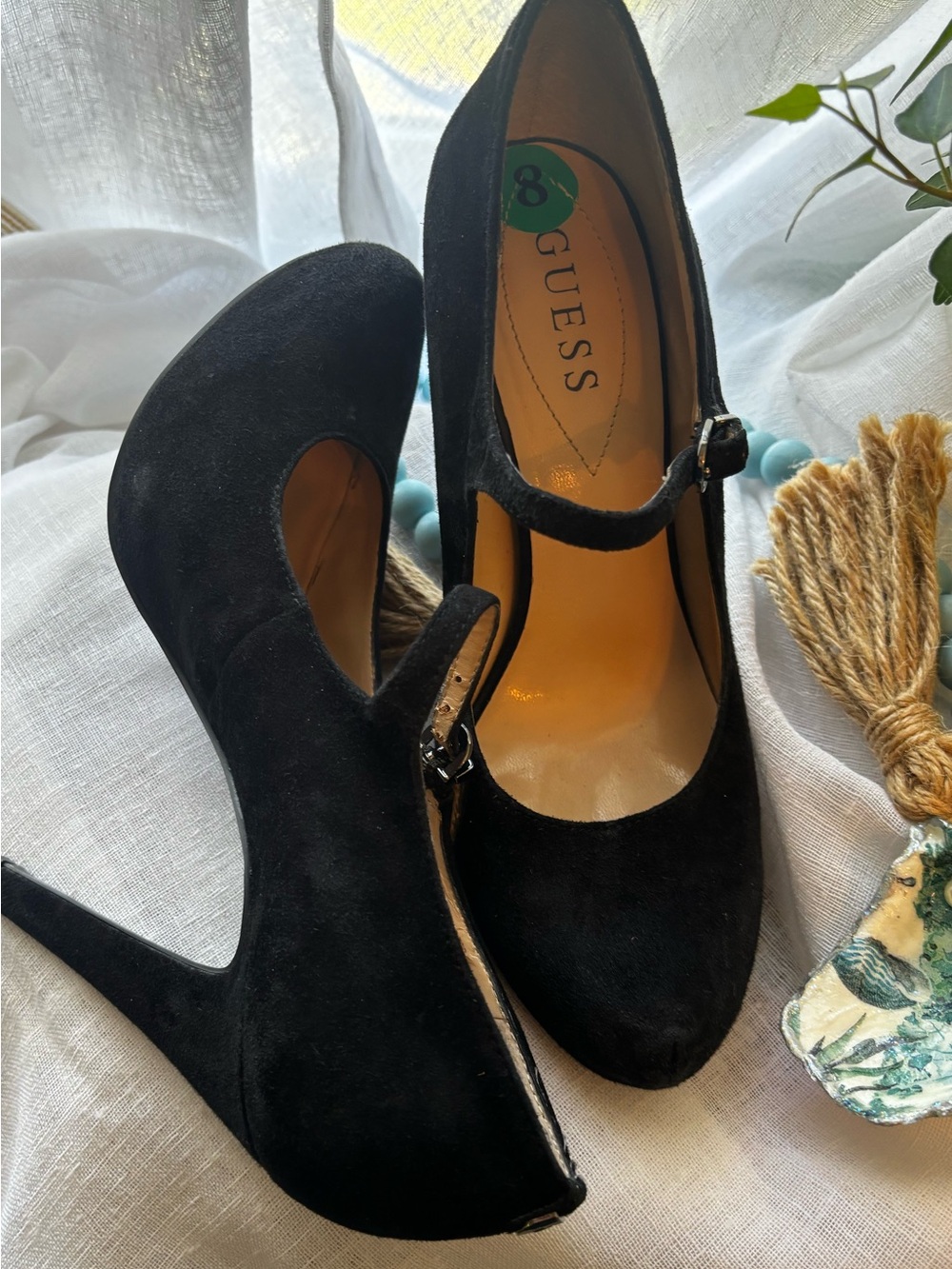 Guess Black Suede Mary Jane Stiletto Heels 4” High | Size 8  | Y2K Coquette